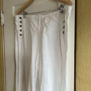 J Jill, cropped, wide leg, linen, white pants.
